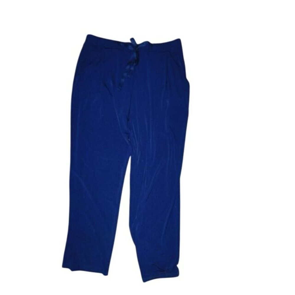 Susan Graver Size M Medium Navy Blue Drawstring Slinky Stretchy Pants